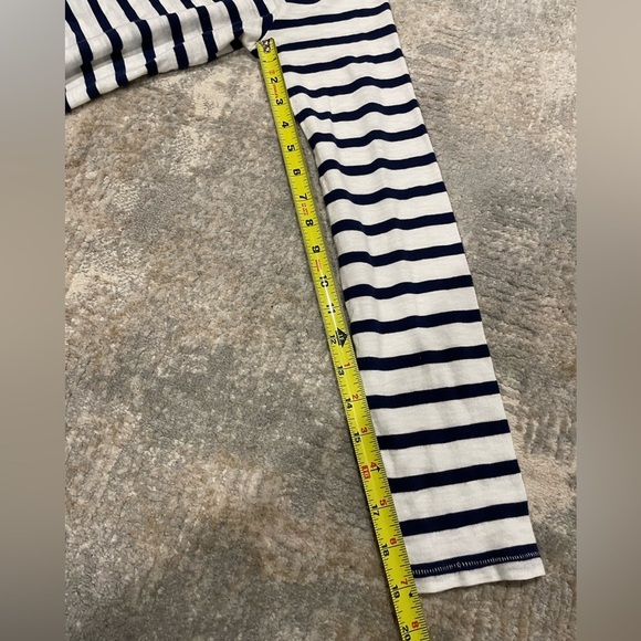 J. Crew Navy Striped Long Sleeve Shirt Zip-up Shoulders Size Small Lightweight - Picture 10 of 11